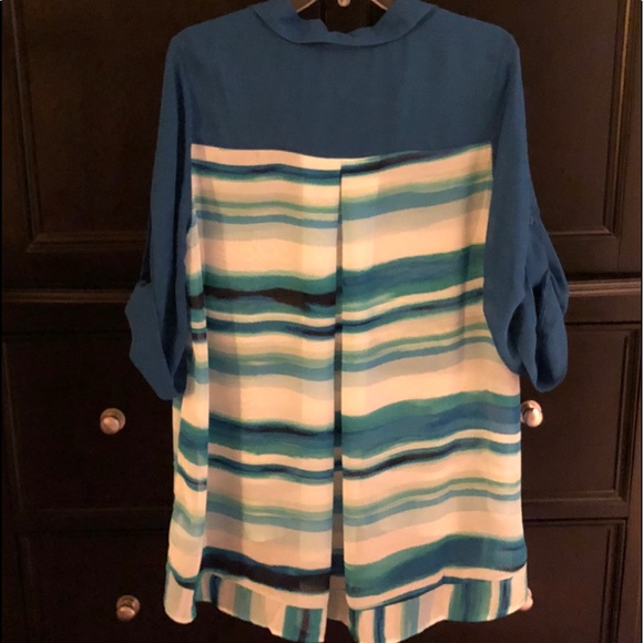 Romeo and Juliet Couture Striped High Low Blouse L - Picture 4 of 6
